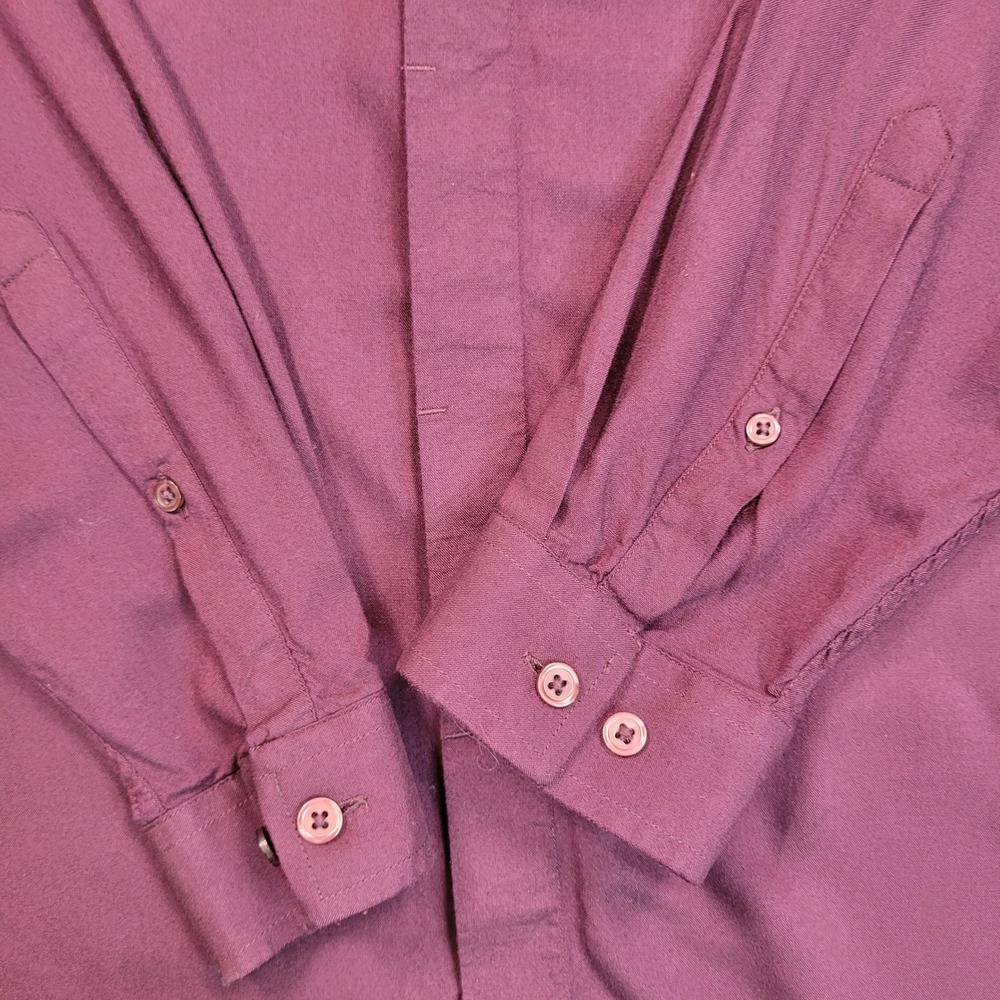 ASOS Mens Grandad Collar Long Sleeve Button Down Shirt Burgundy Maroon Large - Picture 6 of 9